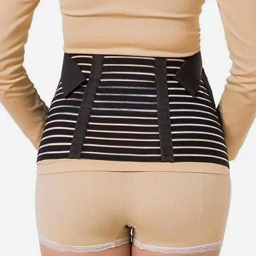 Maternity support belt with back support, abdominal support, pregnancy support belt, waist support, black L-shaped