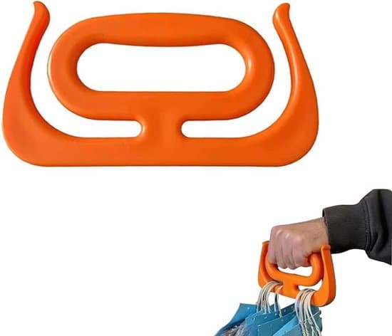 Indkøbsposehåndtag - Ergonomisk, robust bærehjælp til tasker - Reducerer håndtræthed (orange, til alle typer tasker)