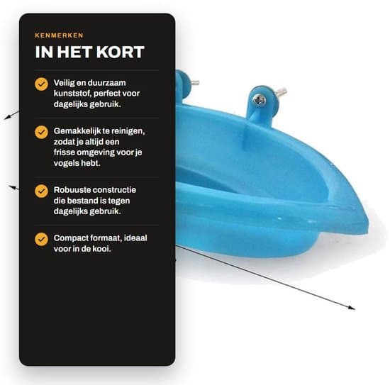 Plus - Fuglebad med spejl og tilbehør til burfugle