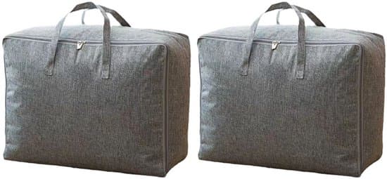 2-pack grå 105L 70x50x30 cm vikbara förvaringsväskor i polyeten för duntäcken och kläder