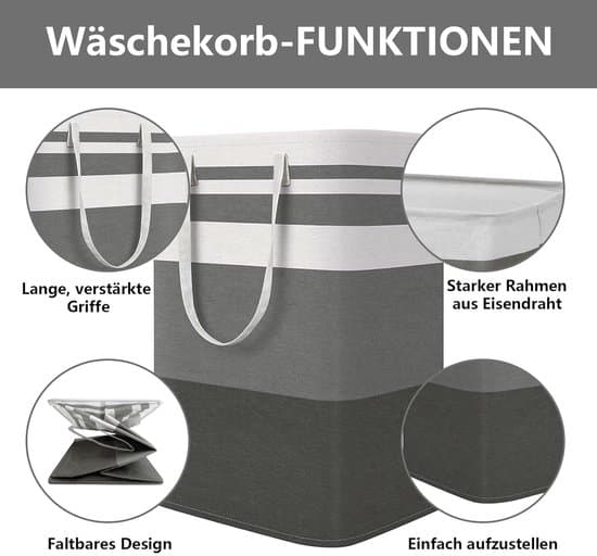 Stor tvättkorg - 75 liter - 2-pack - Grå - Vikbar