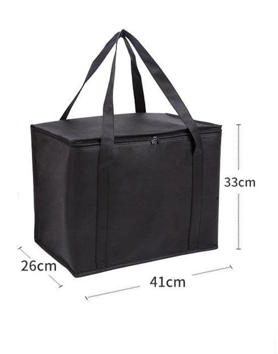 2-pak sorte 41 x 33 x 26 cm isolerede mad- og køletasker i polyester