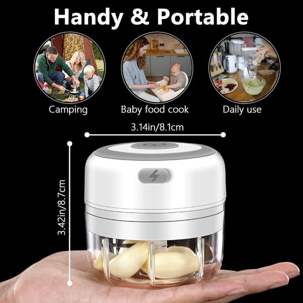 Elektrisk Mini Hvidløgshakker, 100 ml Madhakker, USB, Bærbar Mini Foodprocessor