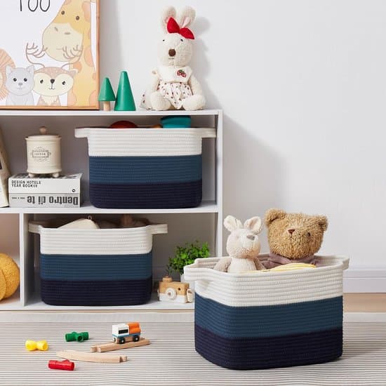 Förvaringskorgar för att organisera föremål, rektangulära, 3-pack, gradientblå