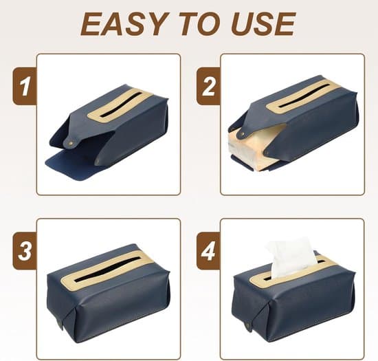 PU læder tissueboks - rektangulær - tryklukning - foldbar - 20 x 12 x 9 cm (råhvid)