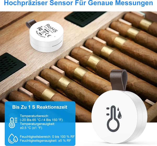 Tvådelat mini Bluetooth-termometer- och hygrometer-set, med app, dataregistrering, smart sensor.
