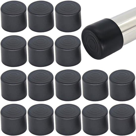 16-pak 25 mm runde gummimøbelstolebenbeskyttere, sort