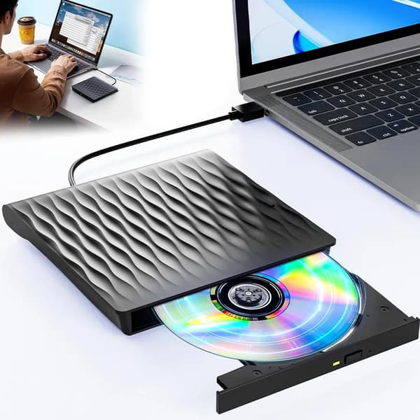 Extern optisk enhet, mediaspelare och brännare - plug and play. USB 3.0 och Type-C-spelare för bärbara datorer, stöder Windows 11/10/8/7/XP och macOS.