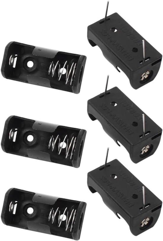 E-Ambar - Plast batteriholder til 6 x 1/2 AA knapceller - Sort