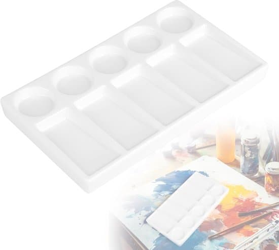 Rektangulär keramisk 10-facks palett för akvarell, gouache och akrylfärg