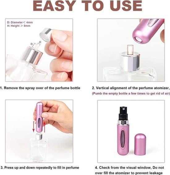 (8-pack, 5 ml) Atomizer Resestorlek, Mini parfym för resor, påfyllningsbar atomizerbehållare, bärbar parfymsprayflaska, reseparfymdoft