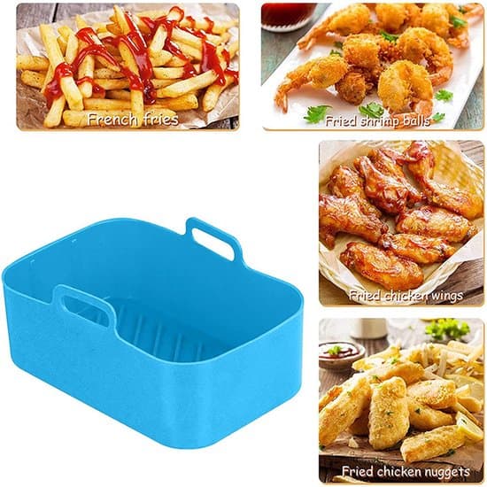 Fritös silikonbakformar - rektangulära - 2-pack - blå