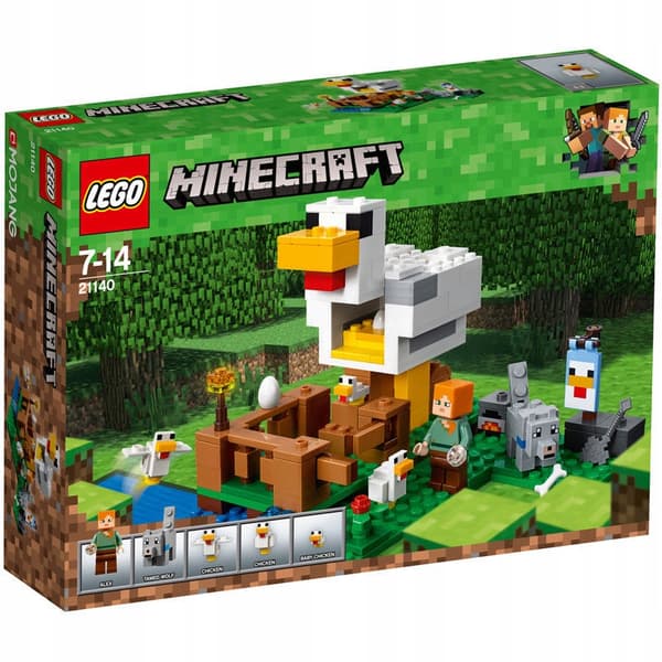 LEGO MINECRAFT 21140 Chicken Coop, Alex, Wolf, Chicken, Farm, Eggs, Axe