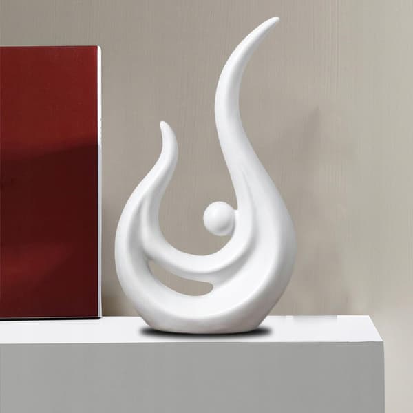 Modern ceramic statue: Sculpture, Table Centrepiece, White Figurine, 25cm x 14cm