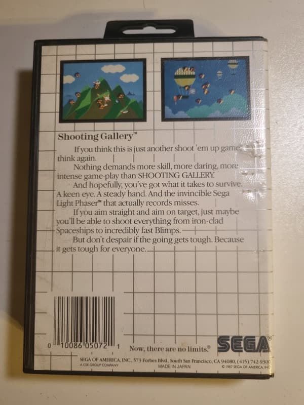 Shooting Gallery for the SEGA MASTER SYSTEM, complete with box and manual.