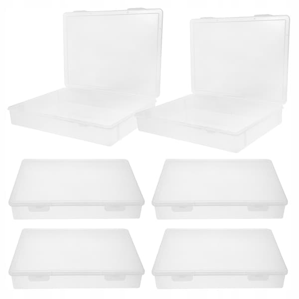 Set of 6 plastic containers with transparent lids for accessories and beads