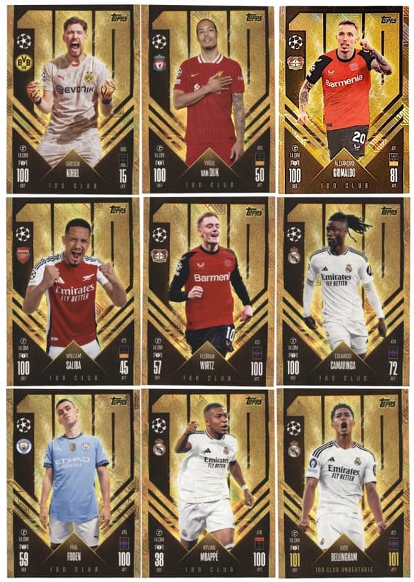TOPPS MATCH ATTAX 2024–2025 100 CLUB 9-CARD SET