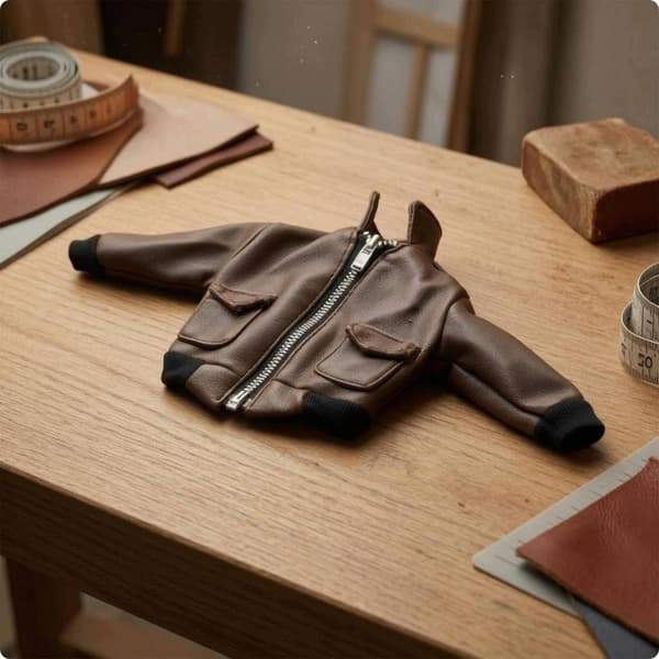 1/6 scale flight jacket. Ribbed sleeve cuffs. Collector’s edition accessories set