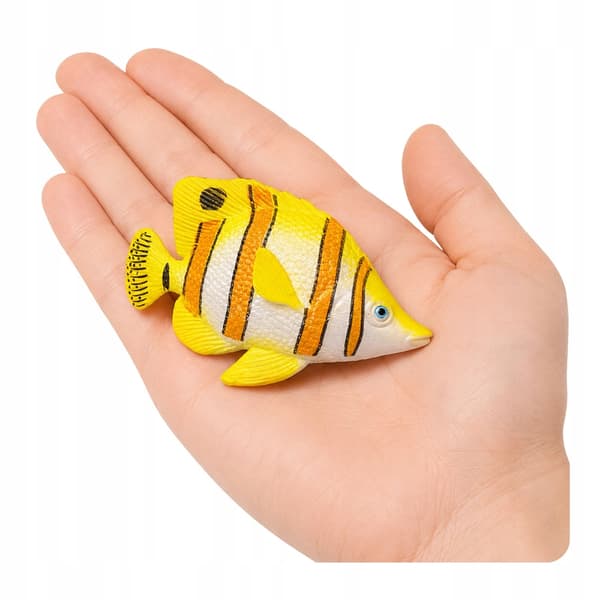 Copper-Coloured Rubber Butterfly Fish Figurine – Stretchable and Realistic, 10 cm