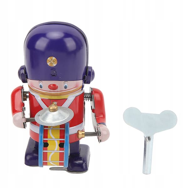 HAND-WINDED, HANDMADE VINTAGE ROBOT TIN DRUM
