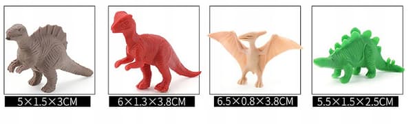 Dinosaur figurines – a large set of animals in a container