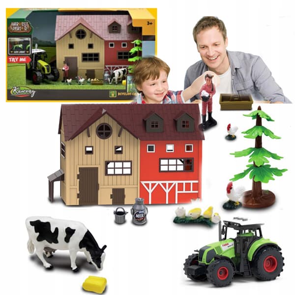 Farm Set: Farm, Battery-powered Tractor, Animals, Barn