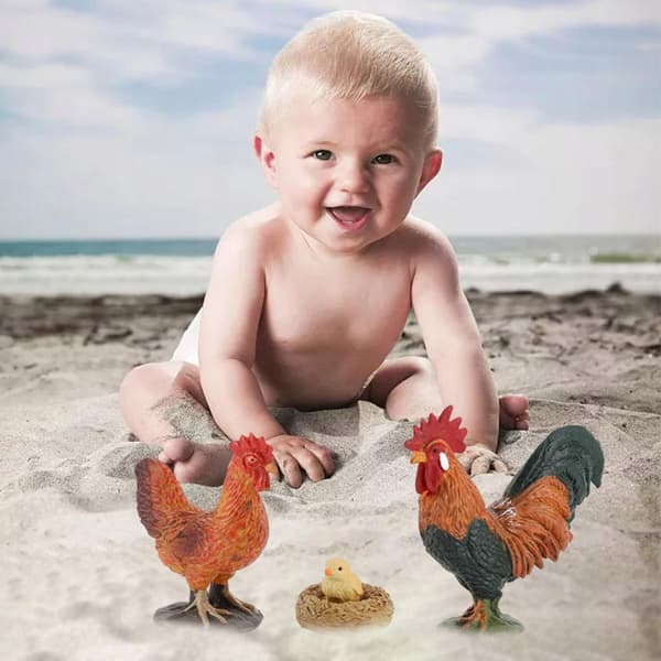 Exquisite, realistic animals Toy models Miniature farm scenes Decor Chicken
