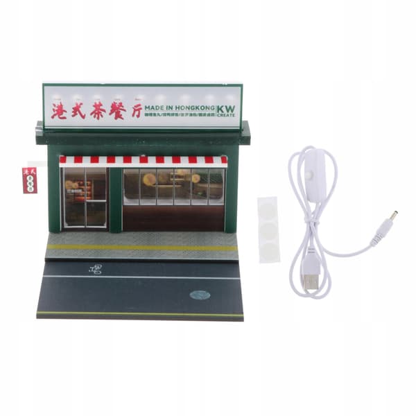 1/64 Scale Model Car Display Scene Background Setting Diorama Tea Restaurant