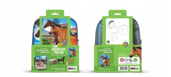 BACKPACK WITH HORSE AND RABBIT FIGURINES
