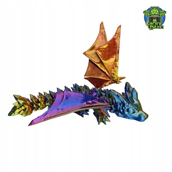 Crystal Winged Dragon – Movable, Articulated, 3D – Dungeons and Rainbow Prints