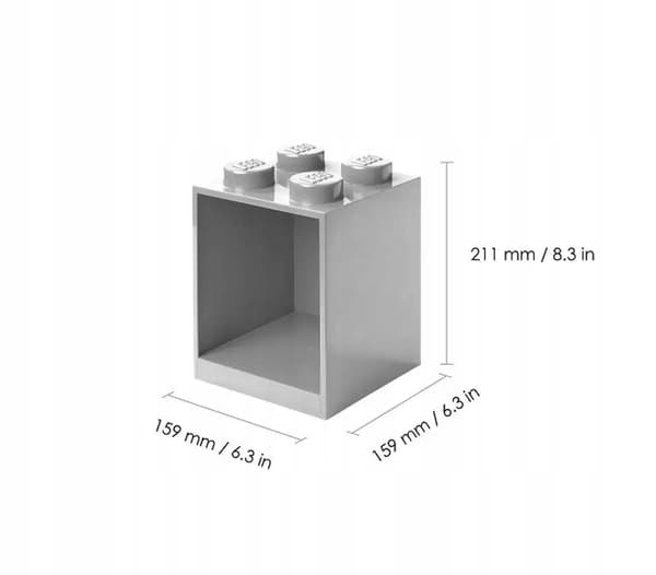 LEGO Brick 4 Room Copenhagen wall shelf, light grey