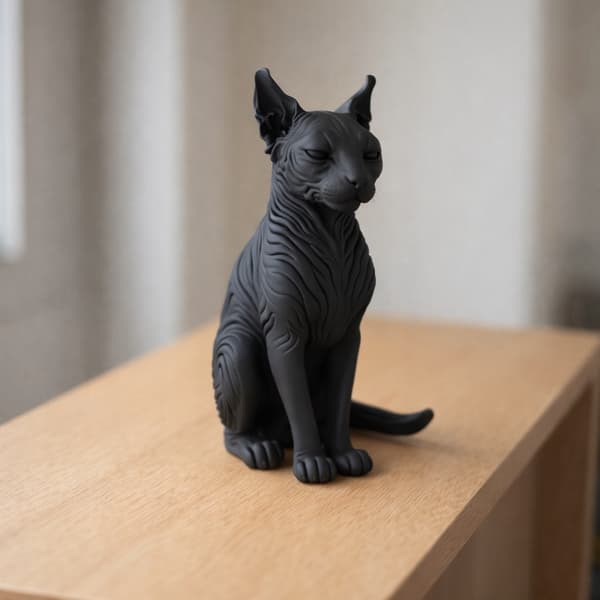 DECORATIVE FIGURINE: CAT SITTING ON A BASE – MANY COLOURS