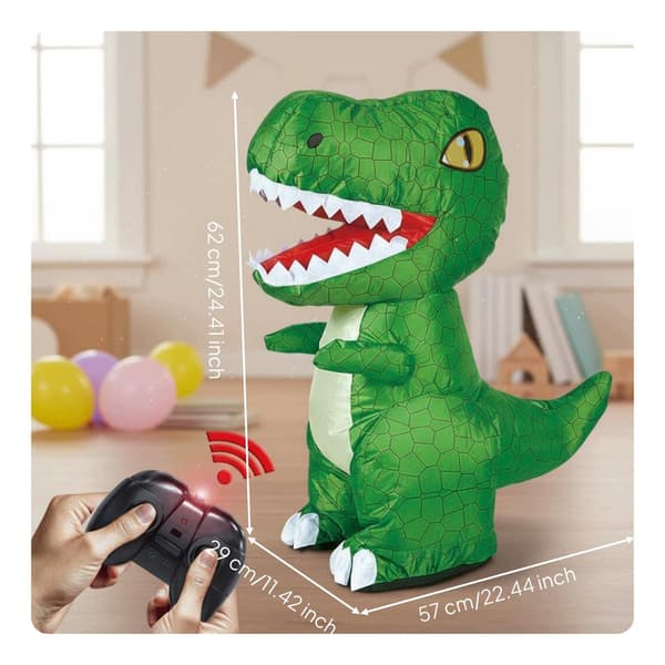 Remote-controlled inflatable dinosaur, automatic inflation, Auto Inflate, green