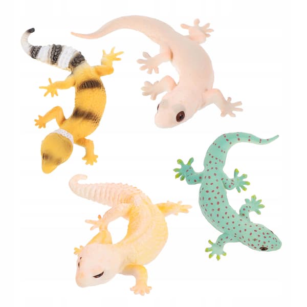 4 REALISTIC PLASTIC GECKO FIGURINES FOR LEARNING AND PLAY