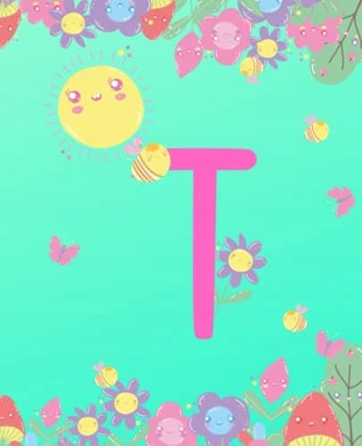 T: Adorable Monogram Initial 'T' Composition Notebook for Girls: (7.5 x 9