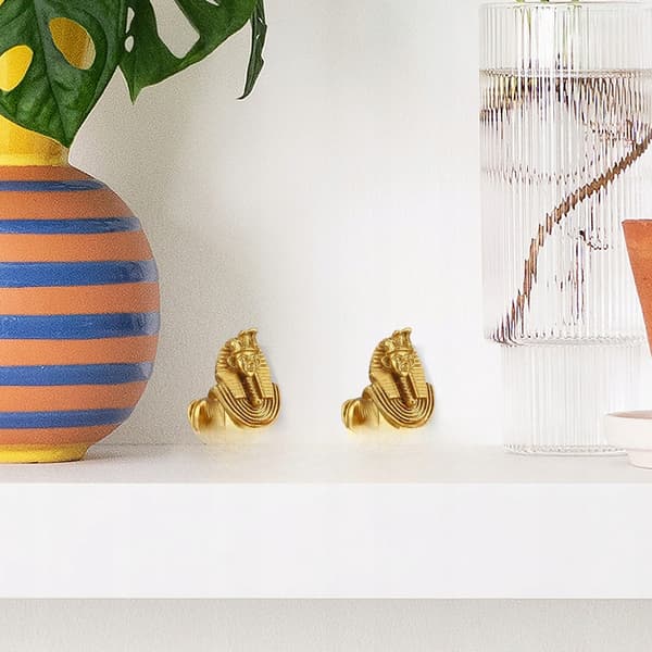 2 PCS. RESIN SPHINX FIGURINE, GOLDEN HOME DECORATION