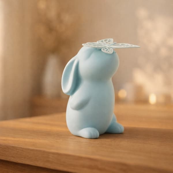DECORATIVE RABBIT AND BUTTERFLY STATUETTE – MULTIPLE COLOURS AVAILABLE