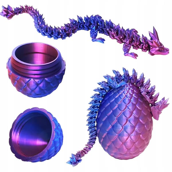 Mini Dragon Egg – blue and purple, 3D-printed, 30 cm