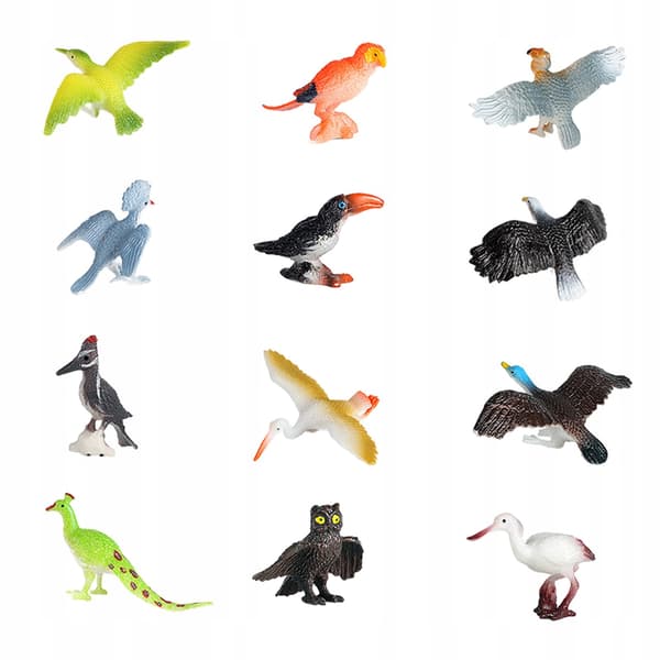 12-piece Hand-Painted Miniature Animal Figures Playset for Children – Bird (Cognitive Development)