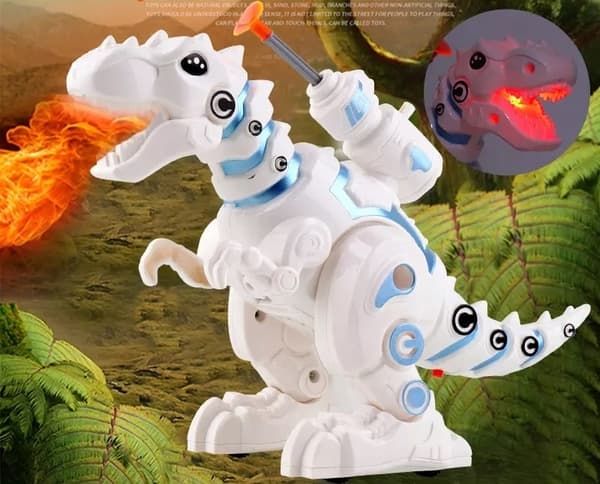 LARGE INTERACTIVE DINOSAUR ROBOT – TREX: WALKS, ROARS, GLOWS AND BREATHES FIRE – FOR CHILDREN