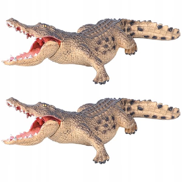 2 PLASTIC CROCODILE FIGURINES, DECORATIVE MODEL