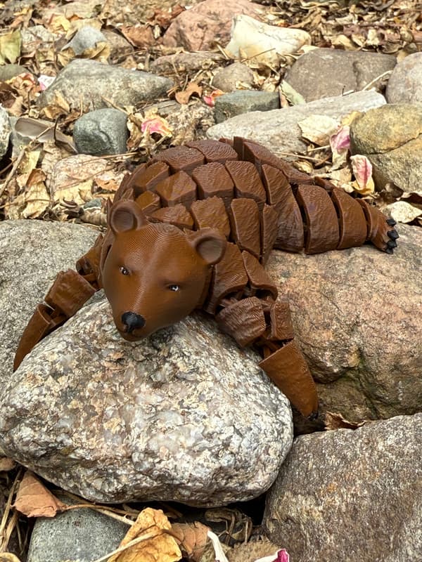 3D realistic brown bear figurine, posable, gift, toy