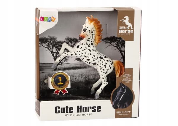 FIGURINE – WHITE POLKA-DOT HORSE – REARING UP