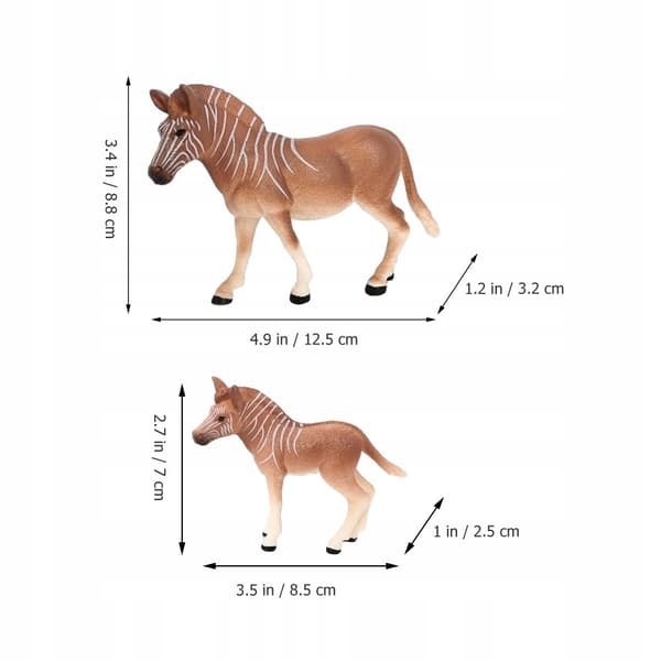 2-PIECE SET OF REALISTIC PLASTIC ZEBRA MODELS FOR DECORATION
