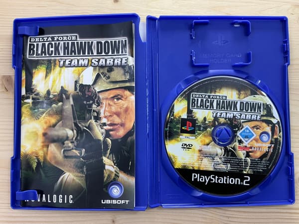 DELTA FORCE BLACK HAWK DOWN TEAM SABRE disc – very good+ condition, complete PS2 set
