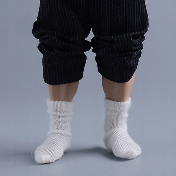 Miniature socks for 1/12 scale action figures, a doll accessory, retro white