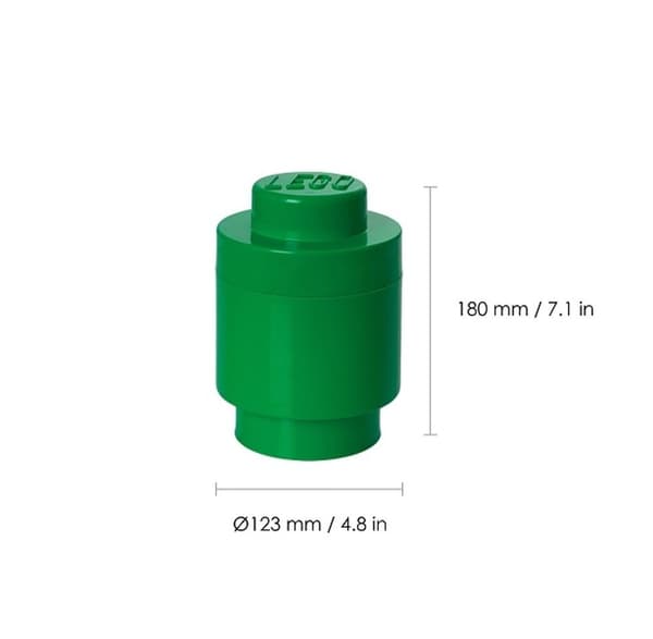 Round LEGO Brick 1 container (Green) (40 NHG