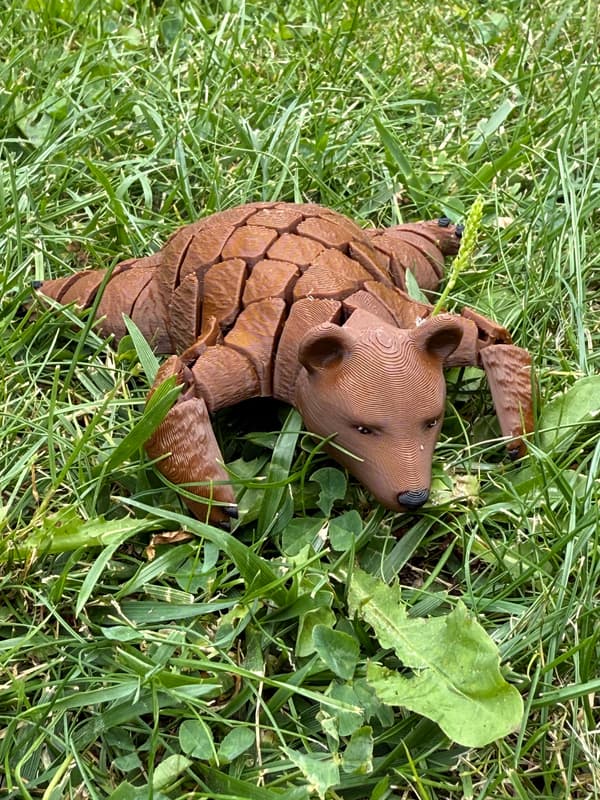 3D realistic brown bear figurine, posable, gift, toy