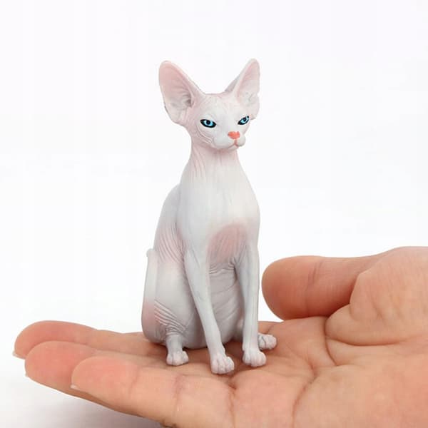 Sturdy plastic action figures: Sphynx Cat, Hairless Cat, Miniature, right-facing