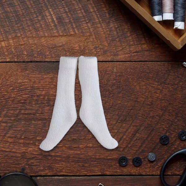Miniature socks for 1/12 scale action figures, a doll accessory, retro white